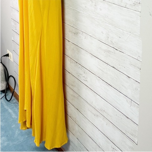 *SOLD* Mara Hoffman Lucille Maxi Dress Swim Cover-Up Sunflower Yellow Halter Tie - Picture 4 of 13